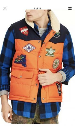 Vintage Polo Ralph Lauren Great Outdoors Quilted Western Puffer Vest Sz Xl