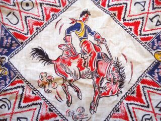 Vtg 30 ' s 40 ' s Western Cowboy Rodeo hanky handkerchief bandana 3