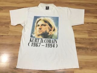 Vintage Nirvana Kurt Cobain Memorial T - Shirt Xl 1994 1995 Kurt Painting On Back