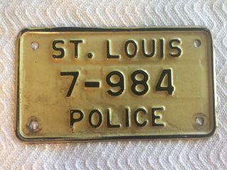Vintage St.  Louis Police Motorcycle License Plate