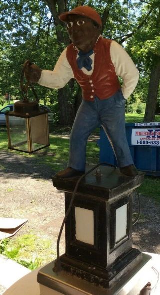 Vintage Lawn Jockey,  Cast Aluminum Lighted 36 Inches Tall