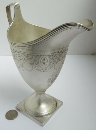 Fine Large English Antique 18th Century Georgian 1798 Sterling Silver Cream Jug