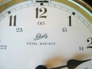 Vintage Schatz Royal Mariner 8 - Day Ships Clock,  Ship ' s Bells,  German Made 3