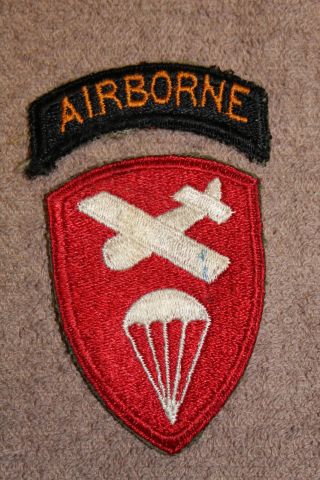 Scarce Ww2 U.  S.  Army Airborne Training Command 2 Piece Patch & Tab Set