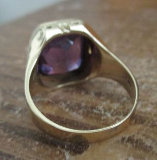 Antique Vintage Mens Art Deco Purple Amethyst 10k Solid Gold Ring 4