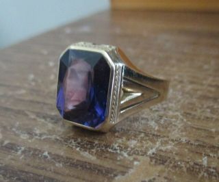 Antique Vintage Mens Art Deco Purple Amethyst 10k Solid Gold Ring 5