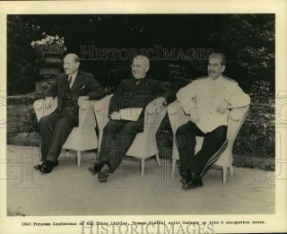 1945 Press Photo Attlee,  Truman And Stalin At Potsdam Conference Of Big Three