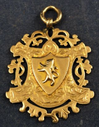 Antique 9 Carat Gold Scottish Lion Pocket Watch Fob Fattorini Birmingham 1903