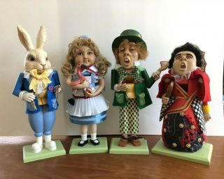 Vtg Lillian Vernon Alice In Wonderland Wood Nutcracker Complete Set