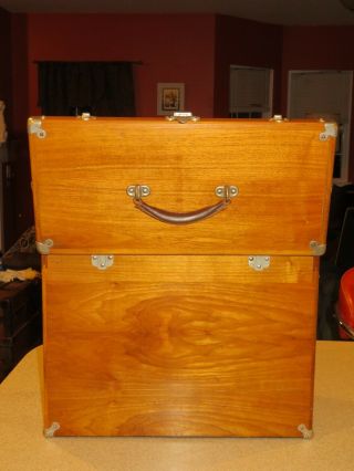 Vintage Minty 1960 WALNUT Wood Gerstner Machinist Tool Box Chest w/Key PRISTINE 4