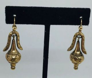 Antique Victorian Yellow Gold Filled Knocker Dangle Earrings
