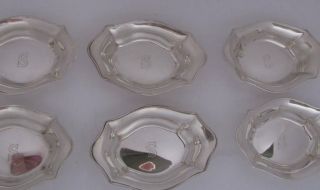 6 Sterling Nut Dishes ' S ' Monogram 3.  25 