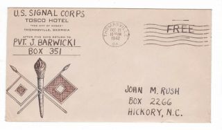 1942 Pvt.  Joseph Barwicki Hand Drawn U.  S.  Signal Corps Ww Ii Patriotic Cover