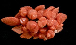 Vintage Red Coral Carved Brooch/pendant