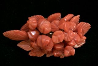 Vintage Red Coral Carved Brooch/Pendant 2