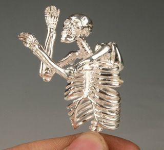 Unique Chinese Silver - Plated Handmade Carving Skeleton Pendant Cool Collec M