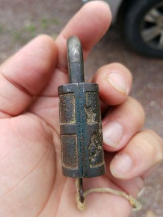 RARE vintage antique U S KING padlock with key lock 3