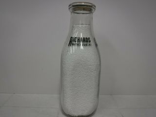 Vintage 1qt Richards Dairy Milk Bottle,  Whitney Point Ny