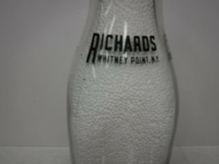 Vintage 1Qt Richards Dairy Milk Bottle,  Whitney Point NY 2