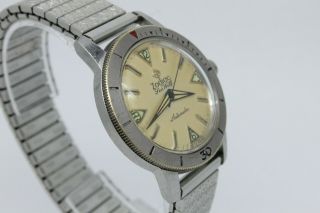 VINTAGE Zodiac Sea Wolf Mens 35mm Steel Automatic Divers Watch & 4