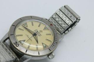 VINTAGE Zodiac Sea Wolf Mens 35mm Steel Automatic Divers Watch & 6