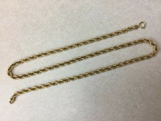 Vintage 14k Yellow Gold 19” Twisted Chain Rope Necklace,  Estate Jewelry 26 Grams