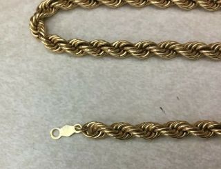 Vintage 14K Yellow Gold 19” Twisted Chain Rope Necklace,  Estate Jewelry 26 Grams 2