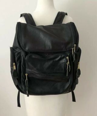 Frye Vintage Black Leather Backpack Laptop Bag Travel Luggage