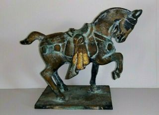 Vintage Toyo Japan Metal Chinese War Horse Tang Dynasty Style