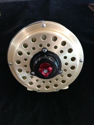 Vintage Val - Craft Valentine 375 Fly Fishing Reel Gold With Leather Case 2