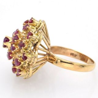Vintage 14K Yellow Gold 1.  96 TCW Ruby Floral Cluster Ring 6.  7 Grams 3