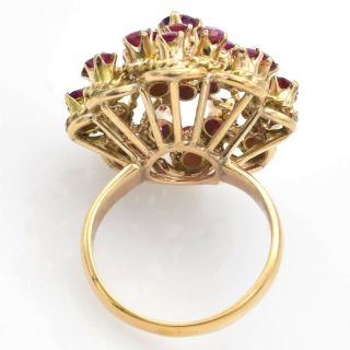 Vintage 14K Yellow Gold 1.  96 TCW Ruby Floral Cluster Ring 6.  7 Grams 4