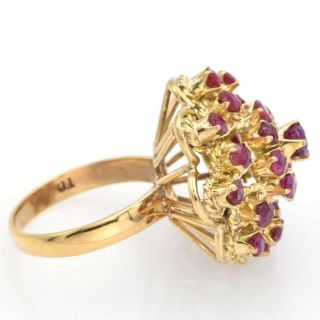 Vintage 14K Yellow Gold 1.  96 TCW Ruby Floral Cluster Ring 6.  7 Grams 5