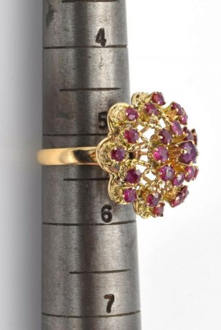Vintage 14K Yellow Gold 1.  96 TCW Ruby Floral Cluster Ring 6.  7 Grams 8