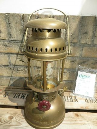 Vintage Optimus 1200 Pressure Lantern Brass In Top