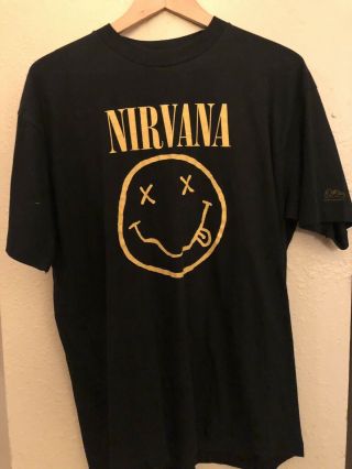 1993 Vintage Nirvana Smiley Shirt Geffen Records Promo Shirt Authentic