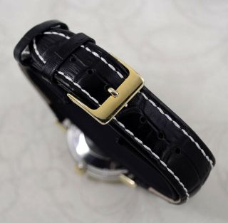 VINTAGE OMEGA SEAMASTER AUTOMATIC GOLD PLATED CASE BLACK DIAL DRESS MEN ' S WATCH 7