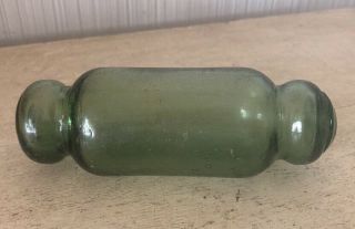Vintage Antique Japanese Green Glass Fishing Net Float 5” Rolling Pin Shape