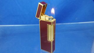 Vintage Swiss Dunhill Rollagas Lighter Burgundy Lacquer Serviced