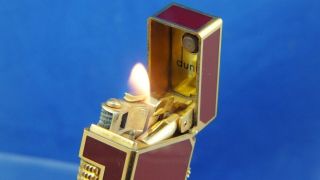 Vintage Swiss Dunhill Rollagas Lighter Burgundy Lacquer Serviced 2