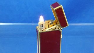 Vintage Swiss Dunhill Rollagas Lighter Burgundy Lacquer Serviced 3