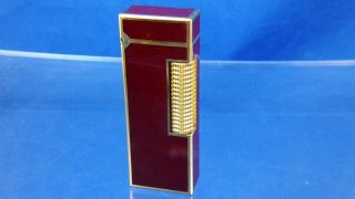Vintage Swiss Dunhill Rollagas Lighter Burgundy Lacquer Serviced 4