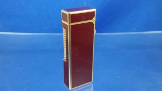 Vintage Swiss Dunhill Rollagas Lighter Burgundy Lacquer Serviced 6