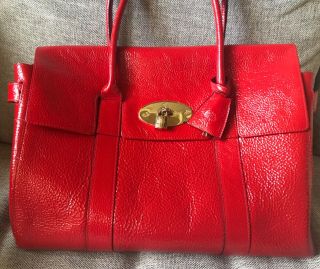 Rare Red Patent Leather Mulberry Bayswater Handbag