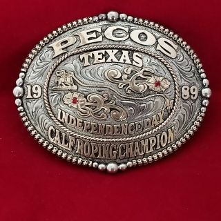 Trophy Rodeo Buckle Champion - Vintage 2015 Pecos Texas Calf Roping 850