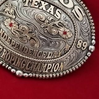 TROPHY RODEO BUCKLE CHAMPION - VINTAGE 2015 PECOS TEXAS CALF ROPING 850 4
