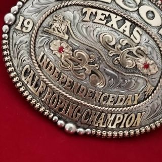 TROPHY RODEO BUCKLE CHAMPION - VINTAGE 2015 PECOS TEXAS CALF ROPING 850 5