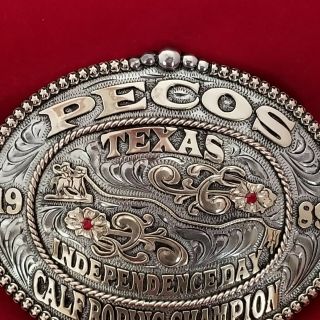 TROPHY RODEO BUCKLE CHAMPION - VINTAGE 2015 PECOS TEXAS CALF ROPING 850 6
