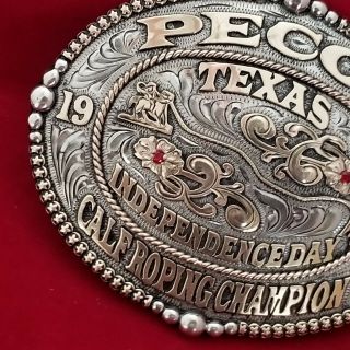 TROPHY RODEO BUCKLE CHAMPION - VINTAGE 2015 PECOS TEXAS CALF ROPING 850 7