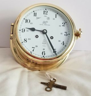 Schatz 8 Day 1881 Royal Mariner Brass Ships Bell Clock W/key